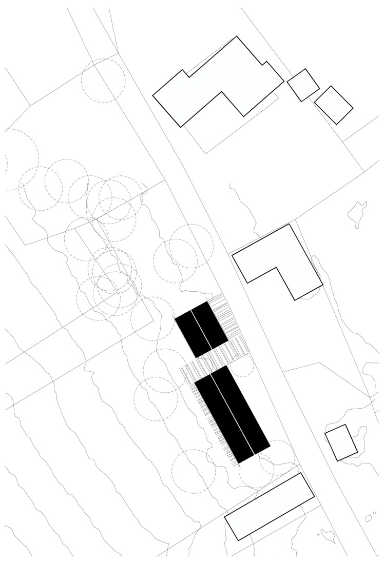 Plano de situación. Casa en la cima de la colina por Skupaj arhitekti.