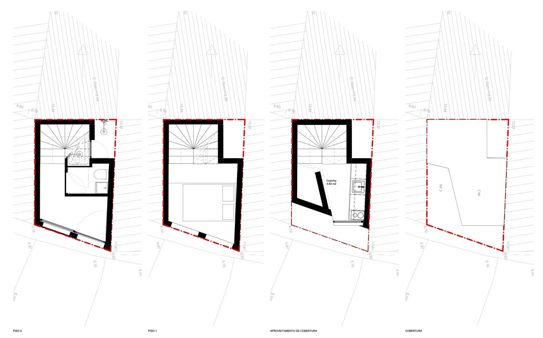 Planos de planta. Mini Atalhada por SO Arquitetura & Design.