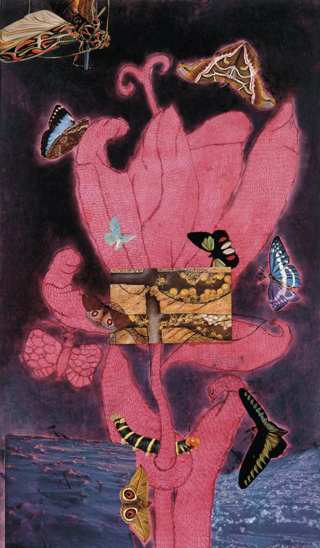 Self-Portrait (Autorretrato), 1972. Collage, pastel, bolígrafo y tinta sobre papel. 74,4 x 44 cm. Imagen cortesía de Yayoi Kusama.