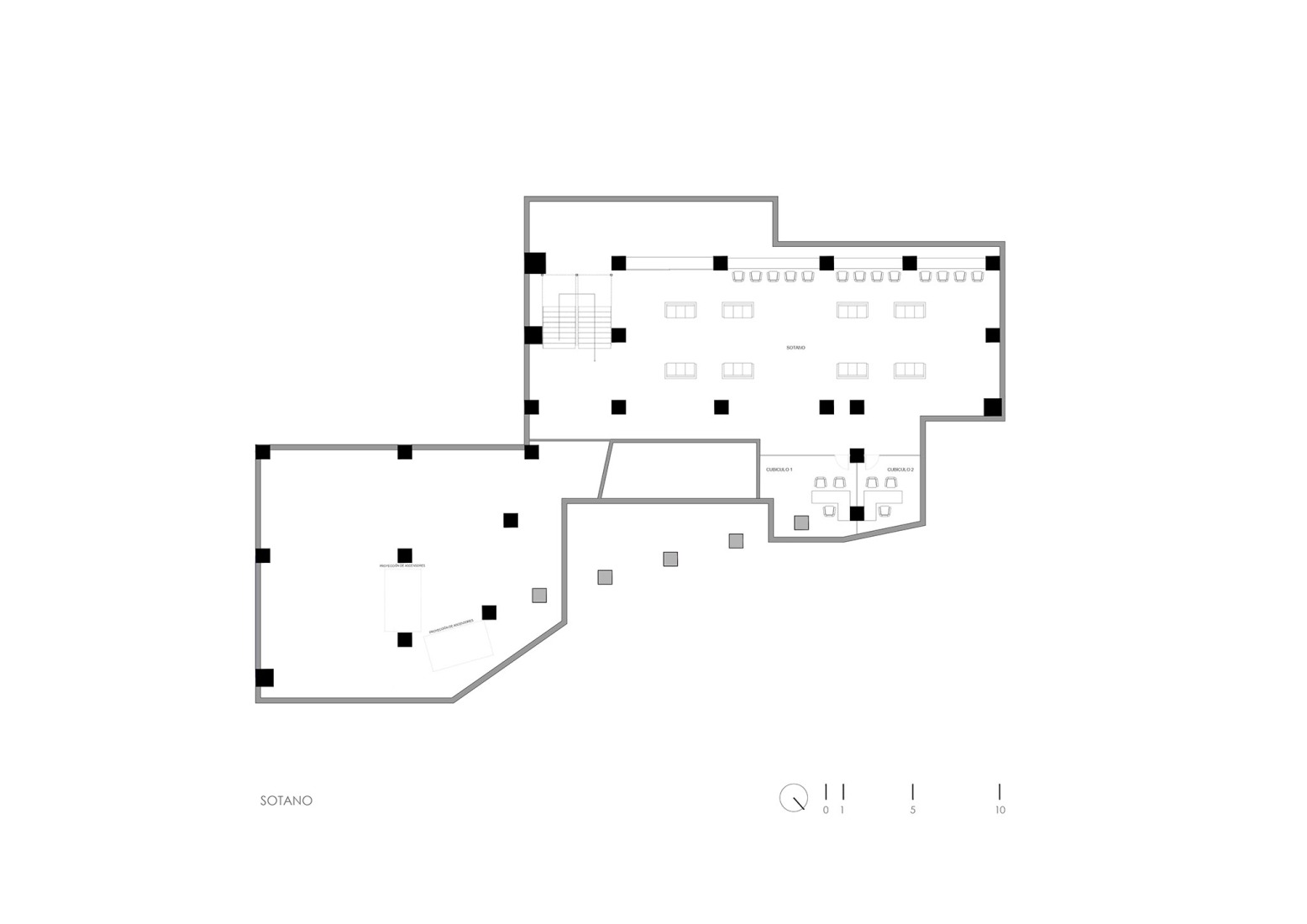 Basement floor plan. UAD Alamedas Tower by Jonathan Corral Arquitectos.