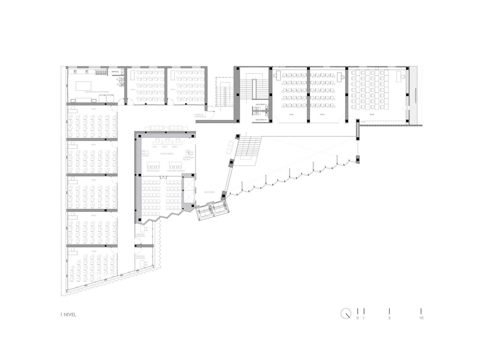 First floor plan. UAD Alamedas Tower by Jonathan Corral Arquitectos.