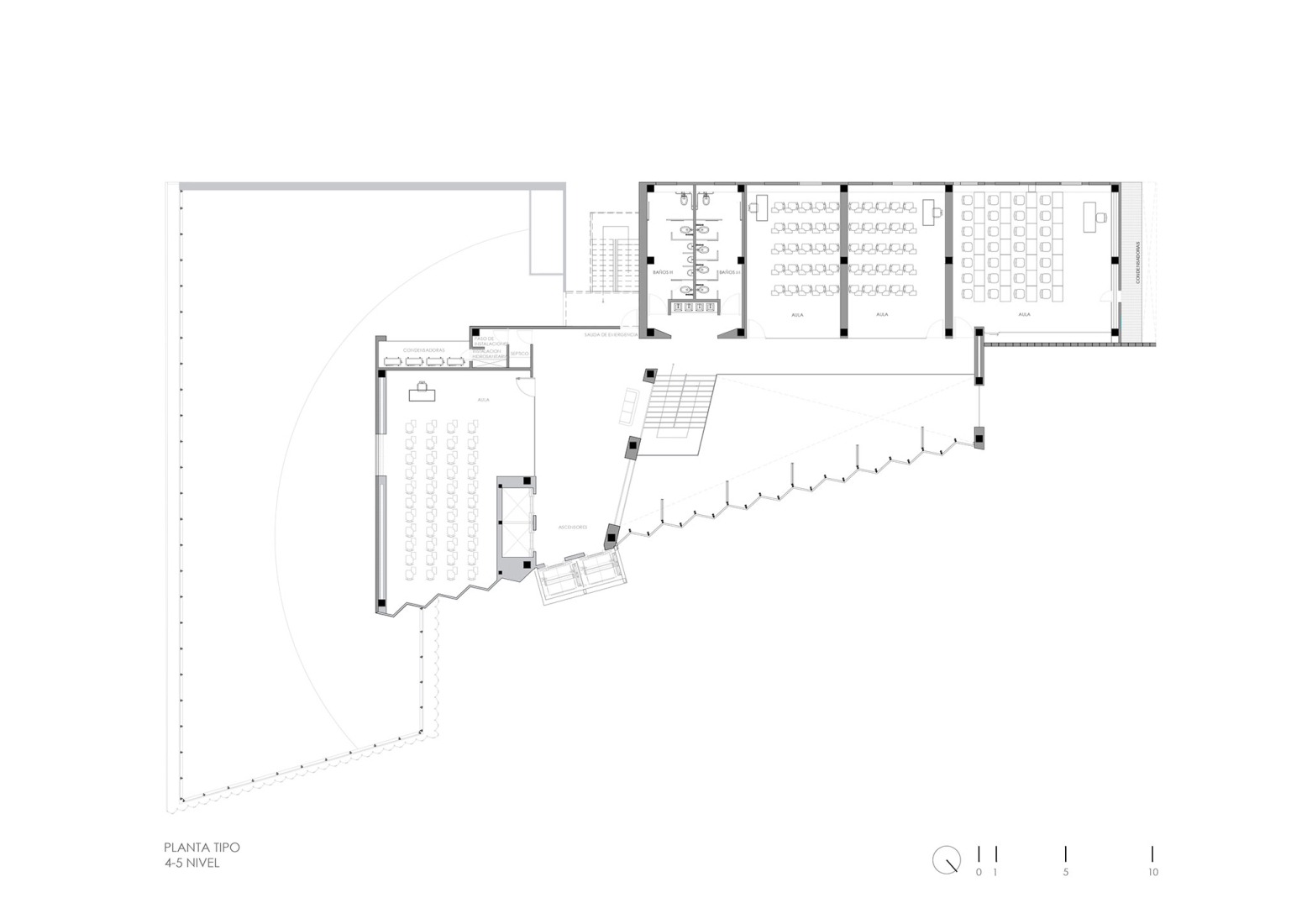 Fourth and fifth floor plan. UAD Alamedas Tower by Jonathan Corral Arquitectos.