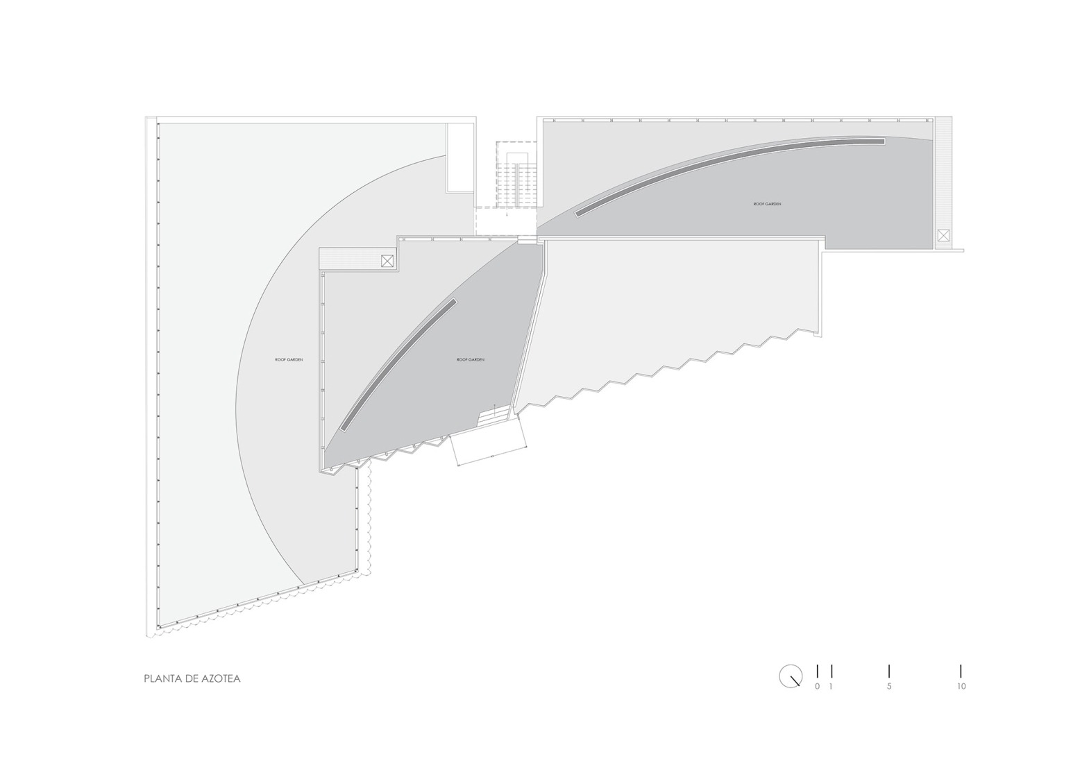 Rooftop floor plan. UAD Alamedas Tower by Jonathan Corral Arquitectos.