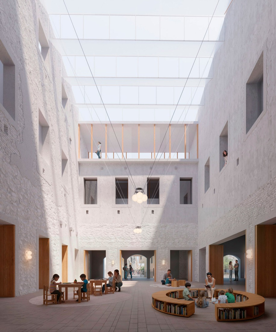Rendering. Renovation of the former Hospital de la Santa Creu in Barcelona by BAAS and h3o architects.