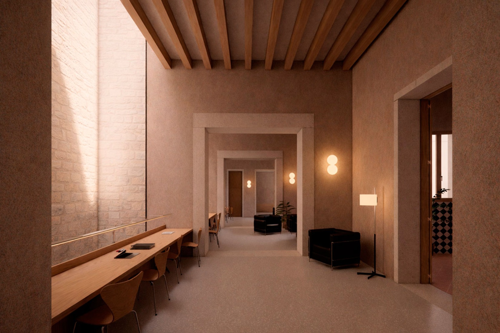 Rendering. Renovation of the former Hospital de la Santa Creu in Barcelona by BAAS and h3o architects.
