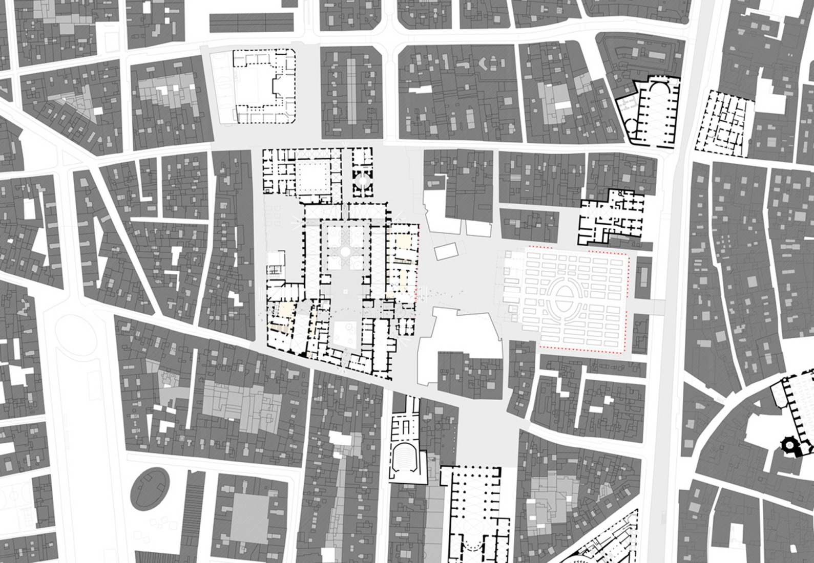 Site plan. Renovation of the former Hospital de la Santa Creu in Barcelona by BAAS and h3o architects.