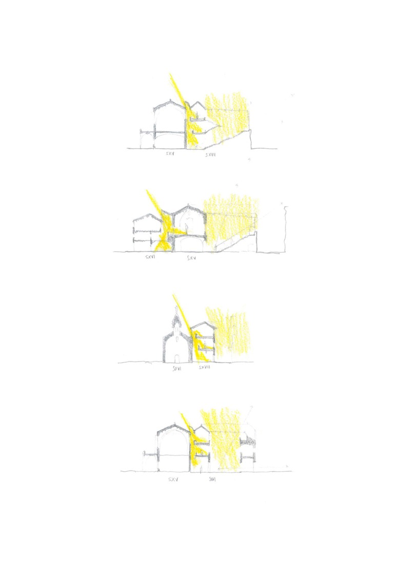 Sketches. Renovation of the former Hospital de la Santa Creu in Barcelona by BAAS and h3o architects. by BAAS and h3o architects.