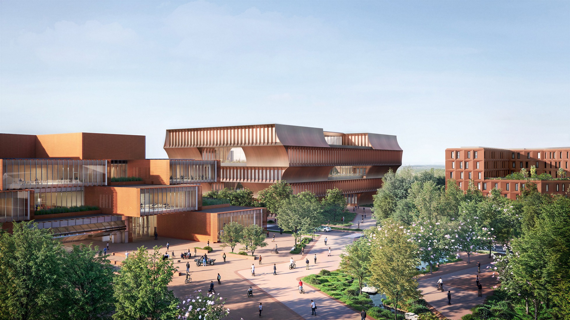 Quilt of Parks. Bentonville Institute of Technology by BIG-Bjarke Ingels Group. Rendering courtesy of BIG-Bjarke Ingels Group.