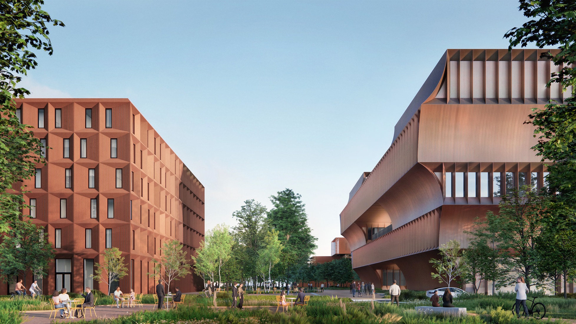 8th Street Entry. Bentonville Institute of Technology by BIG-Bjarke Ingels Group. Rendering courtesy of BIG-Bjarke Ingels Group.
