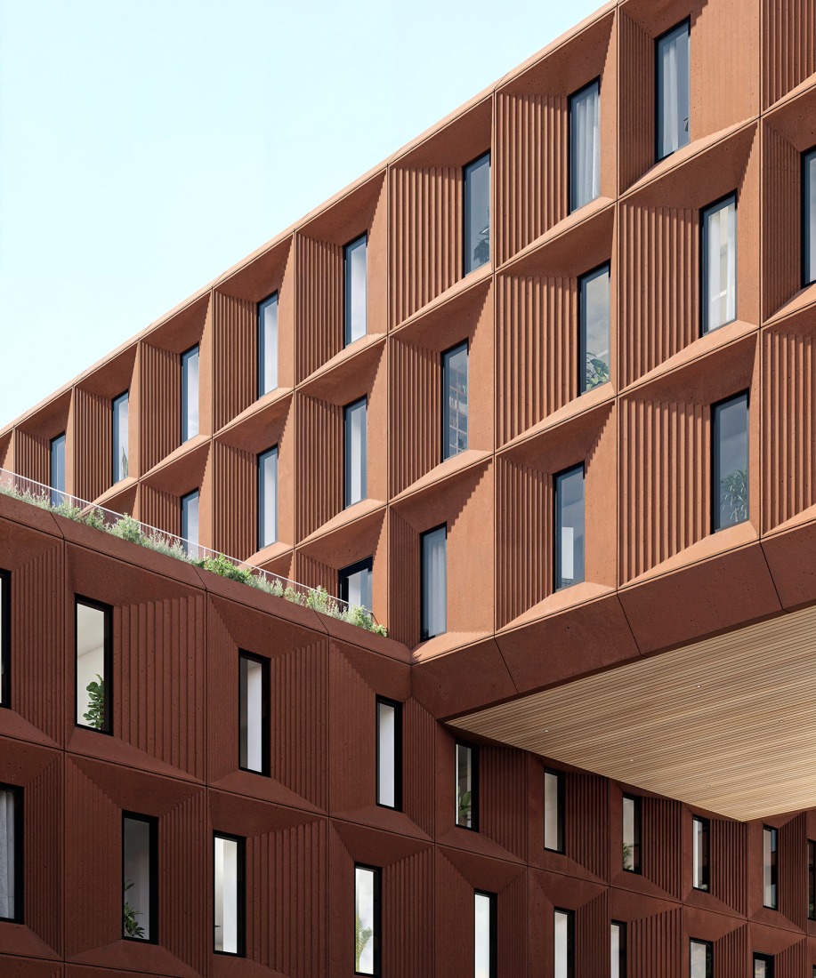 Facade View. Bentonville Institute of Technology by BIG-Bjarke Ingels Group. Rendering courtesy of BIG-Bjarke Ingels Group.