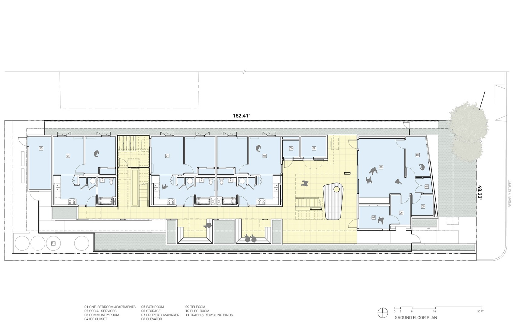 Ground floor plan. Berkeley Station by Brooks + Scarpa.