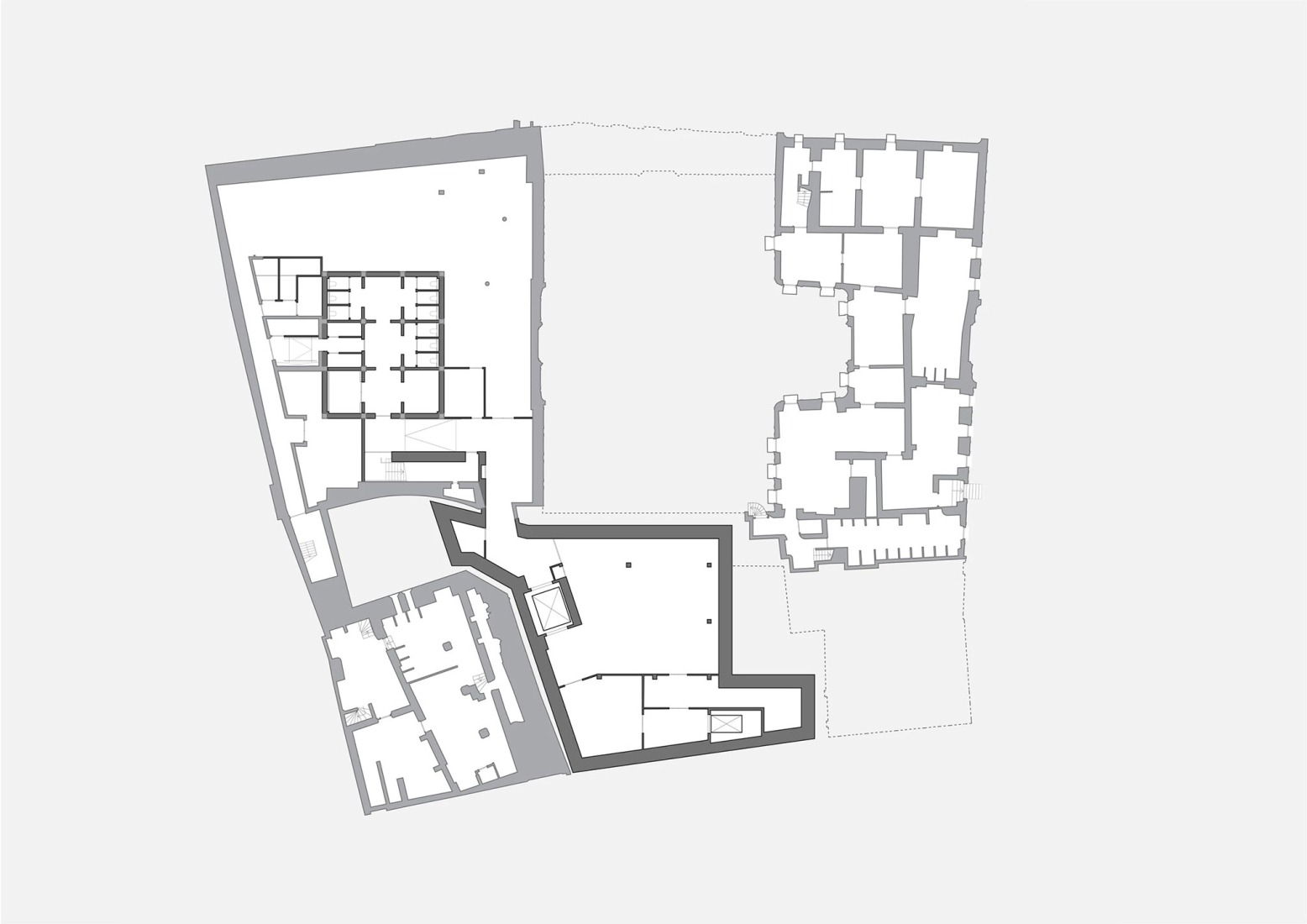 Plano de planta de sótano. El Design Museum Gent por Carmody Groarke y ATAMA.