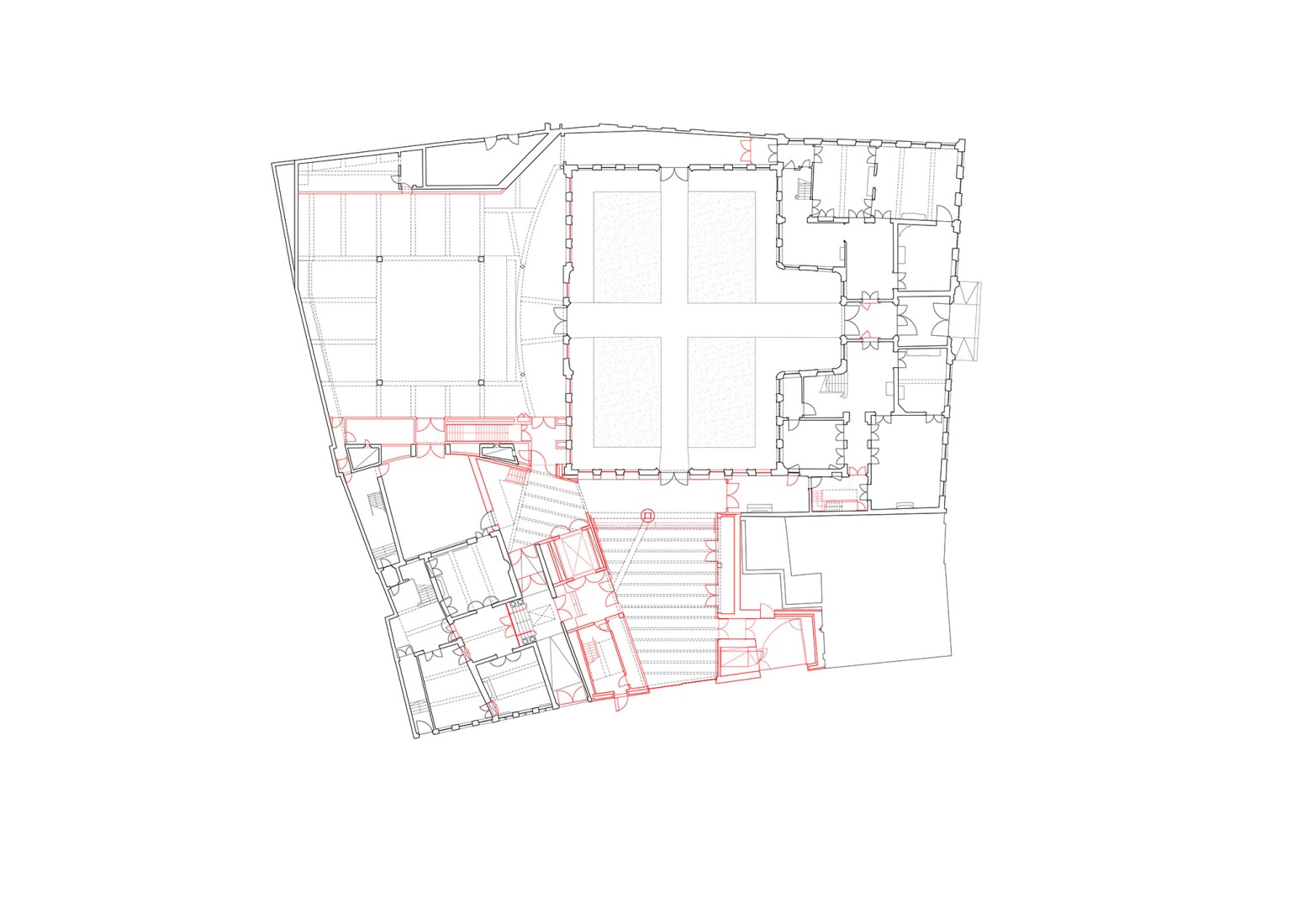 Plano de recorridos. El Design Museum Gent por Carmody Groarke y ATAMA.