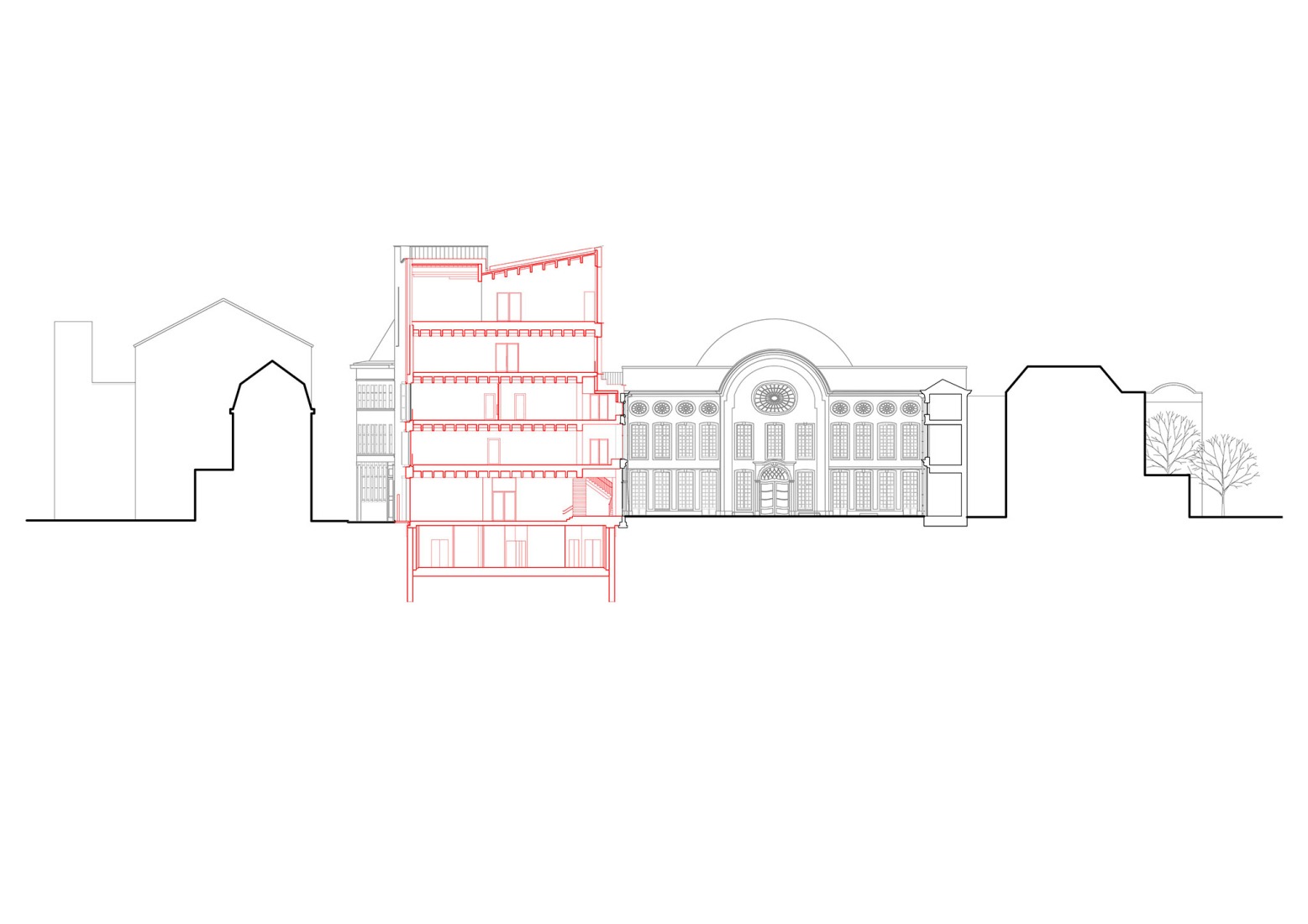 Sección. El Design Museum Gent por Carmody Groarke y ATAMA.