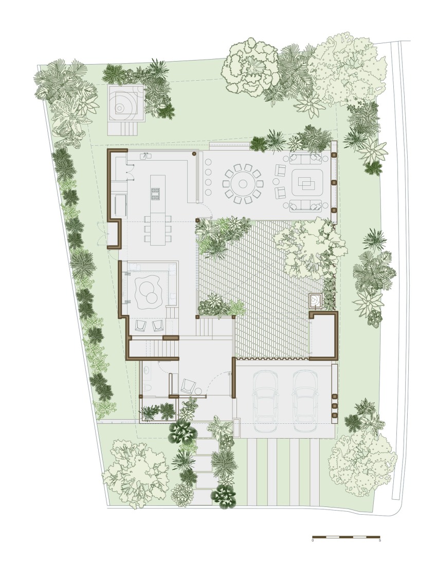 Plano de planta baja. Casa Akina por Di Frenna Arquitectos.