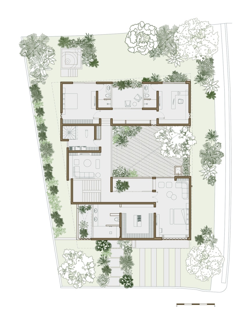 Plano de primera planta. Casa Akina por Di Frenna Arquitectos.