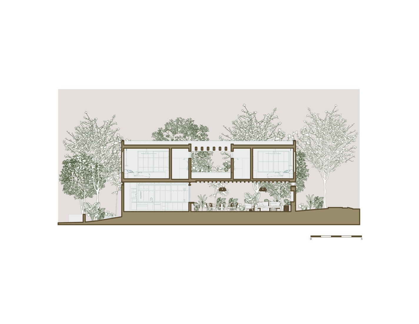 Sección transversal. Casa Akina por Di Frenna Arquitectos.