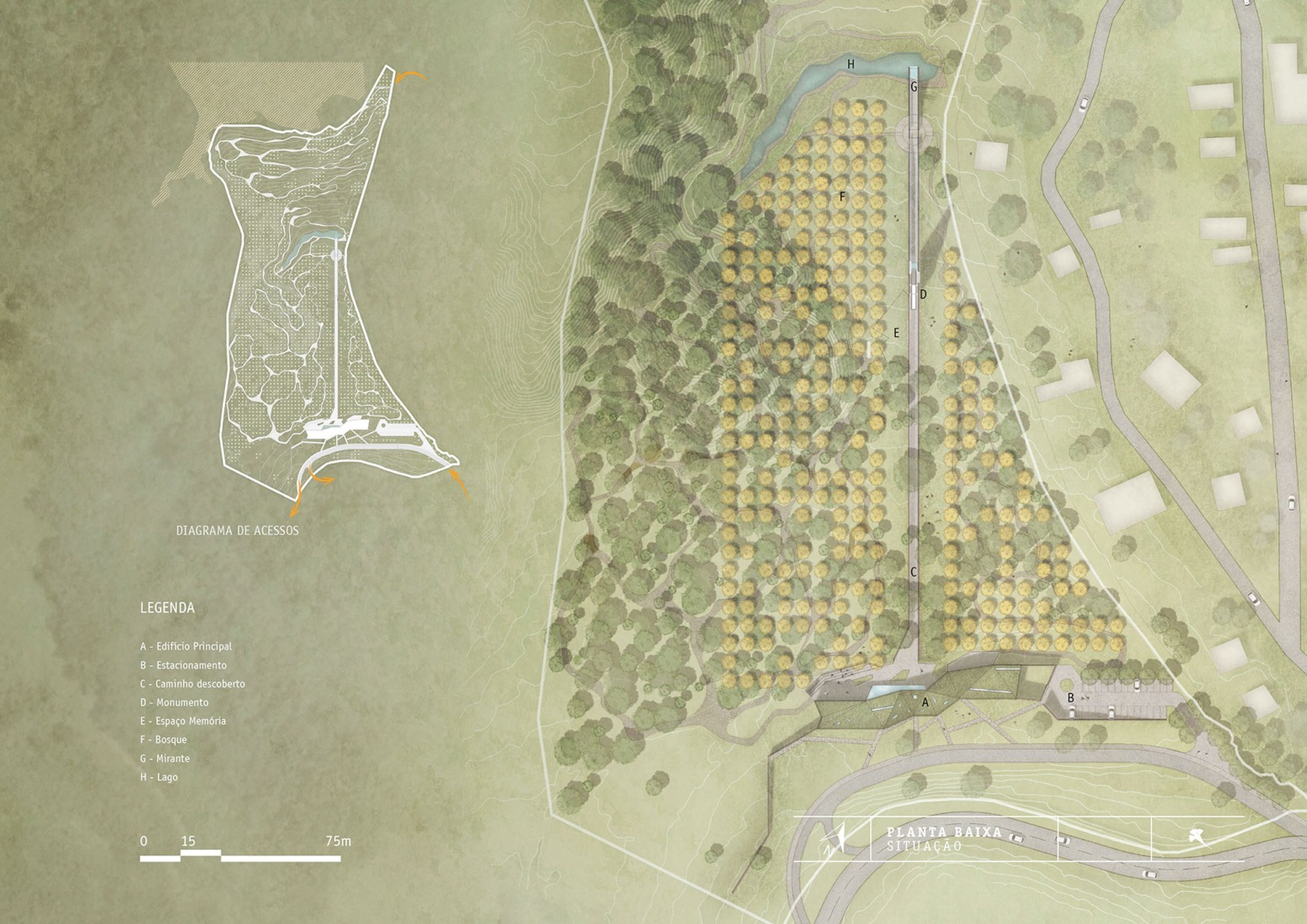 Plano de situación. Memorial de Brumadinho por Gustavo Penna Arquitetos Associados.