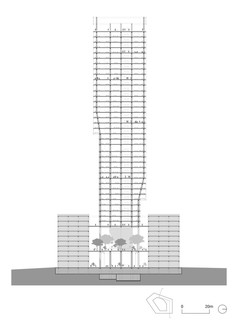 Section. Kingdee Cloud Tower by HENN.