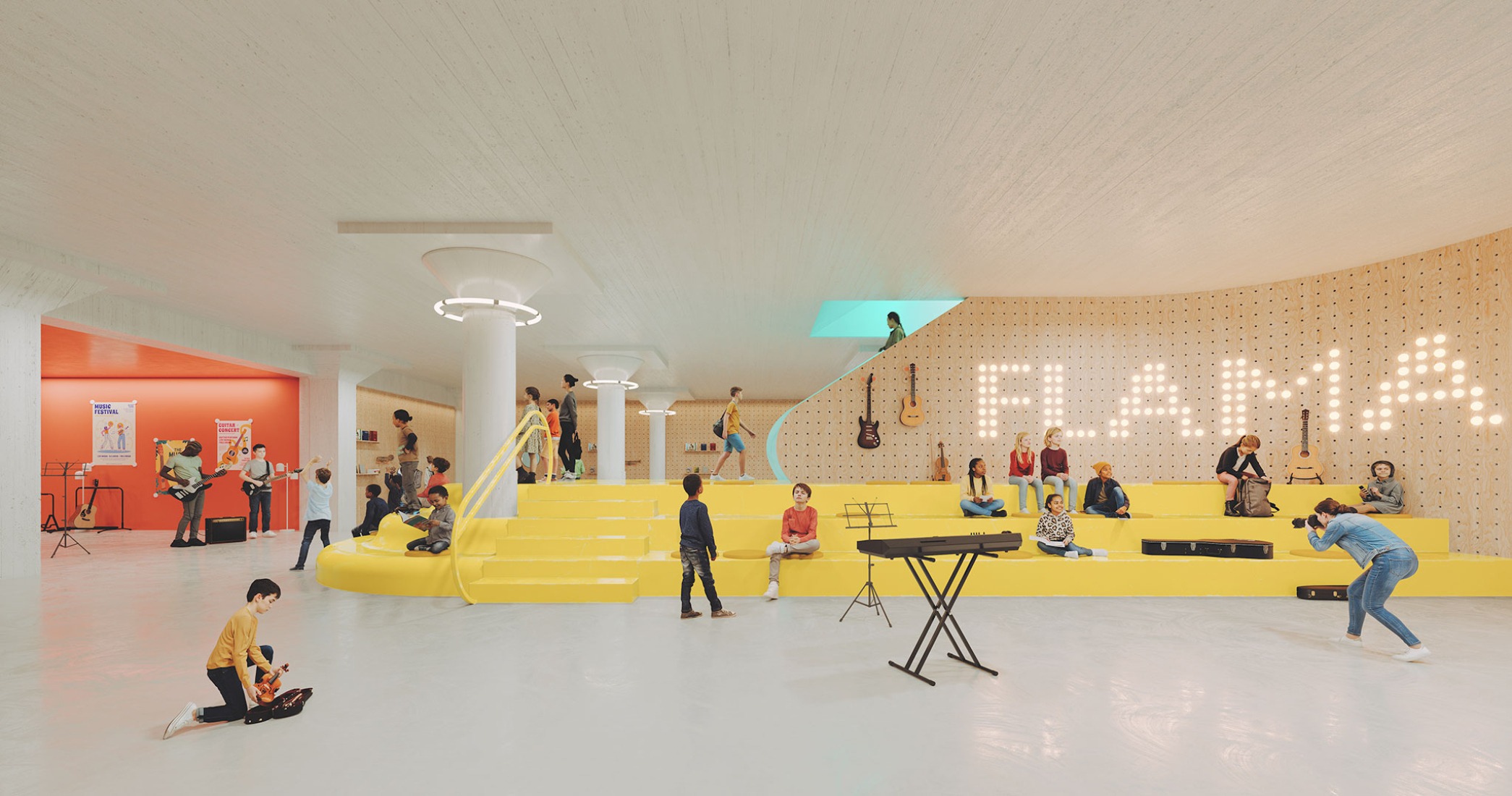 La Academia de música y artes Frank Liu Jr., por OMA. Visualización por OUT OF RAM.