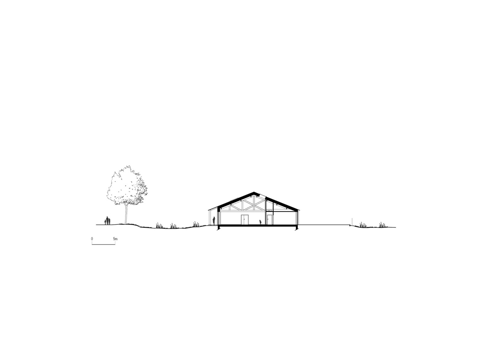 Sección. Centro de Ocio Bois de Cergy por PLURIEL[LES] ARCHITECTES.