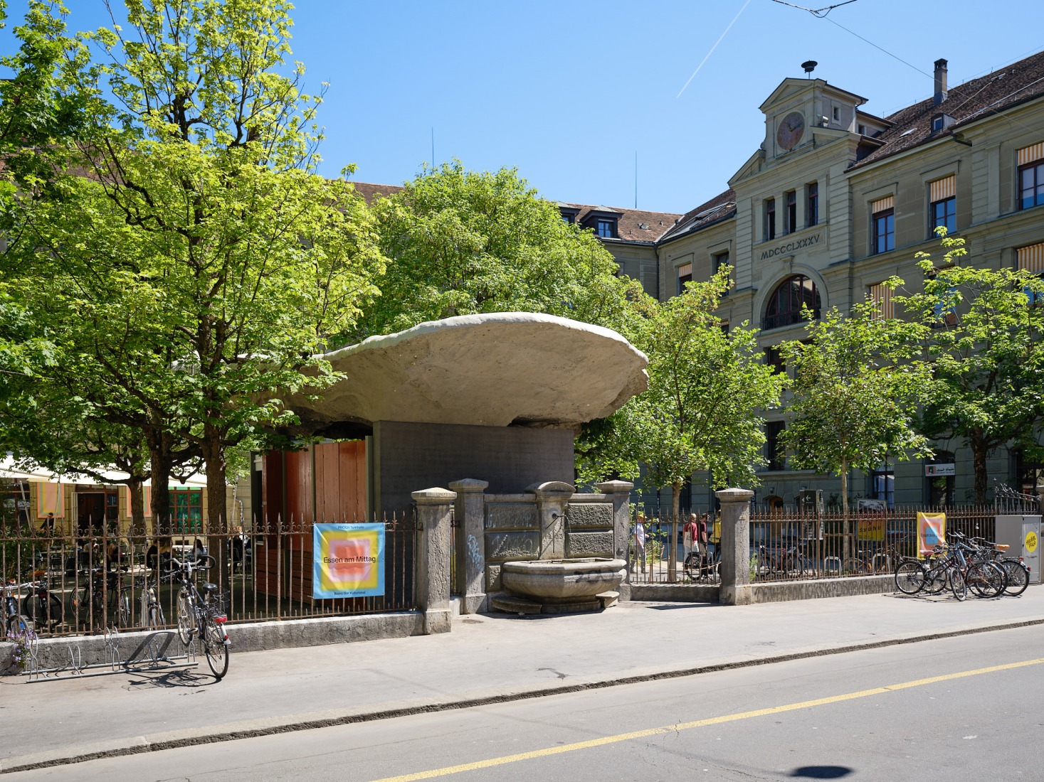 Redevelopment of the PROGR Courtyard in Berne, Switzerland by Salewski Nater Kretz, Miriam Sturzenegger and bbz landschaftsarchitekten. Photograph by David Aebi.