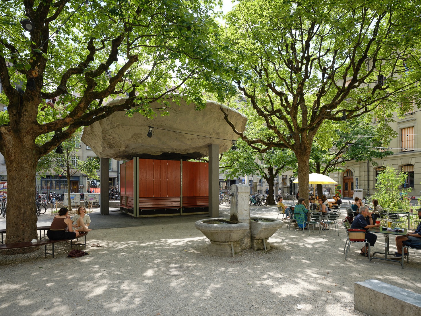 Redevelopment of the PROGR Courtyard in Berne, Switzerland by Salewski Nater Kretz, Miriam Sturzenegger and bbz landschaftsarchitekten. Photograph by David Aebi.