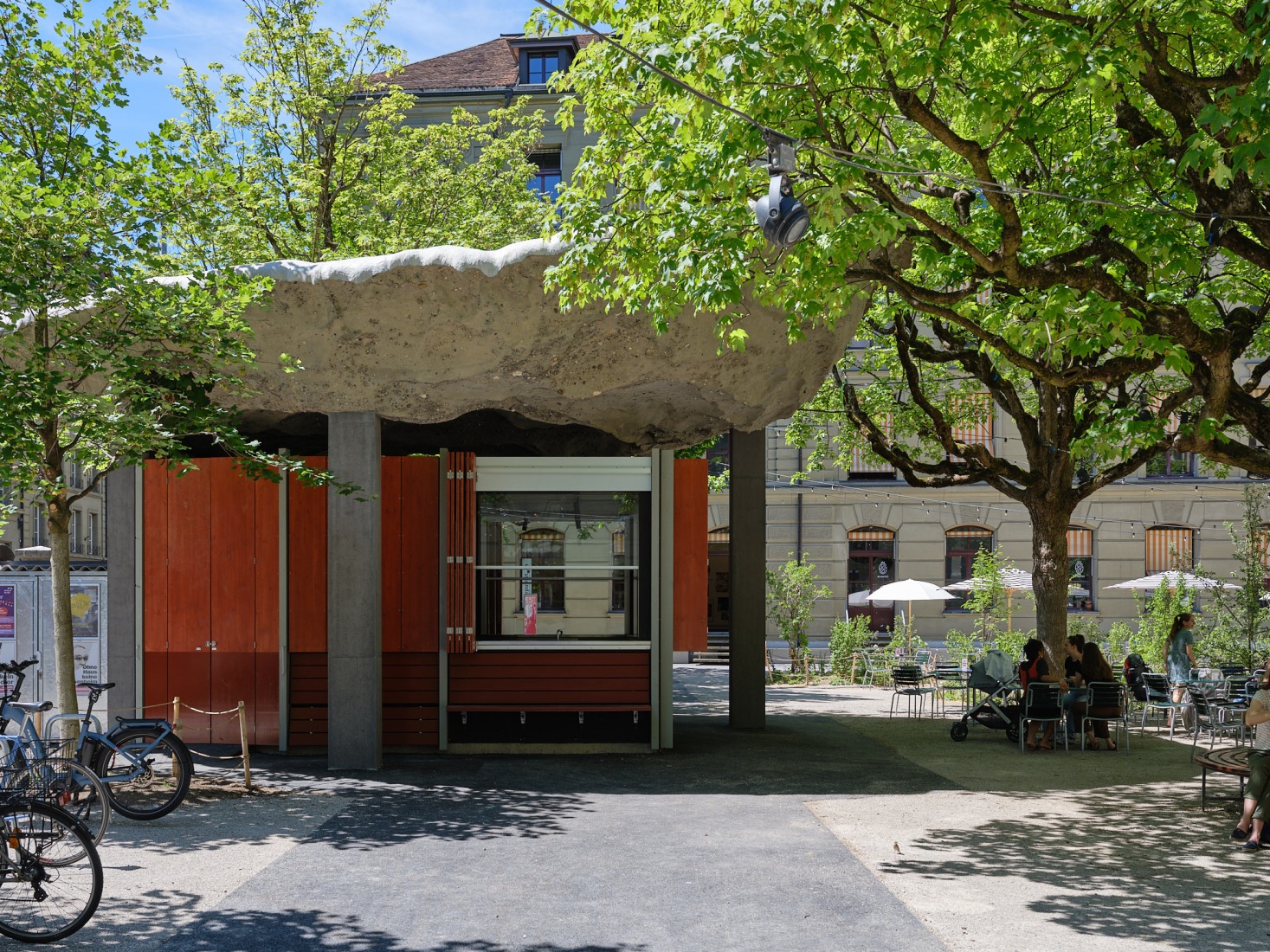 Redevelopment of the PROGR Courtyard in Berne, Switzerland by Salewski Nater Kretz, Miriam Sturzenegger and bbz landschaftsarchitekten. Photograph by David Aebi.