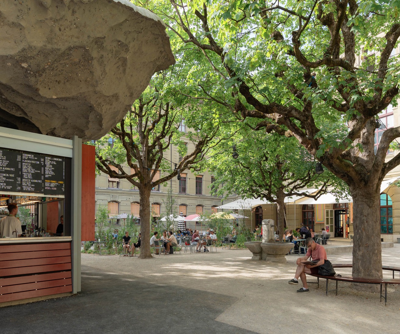 Redevelopment of the PROGR Courtyard in Berne, Switzerland by Salewski Nater Kretz, Miriam Sturzenegger  and bbz landschaftsarchitekten. Photograph by Daniela Valentini.