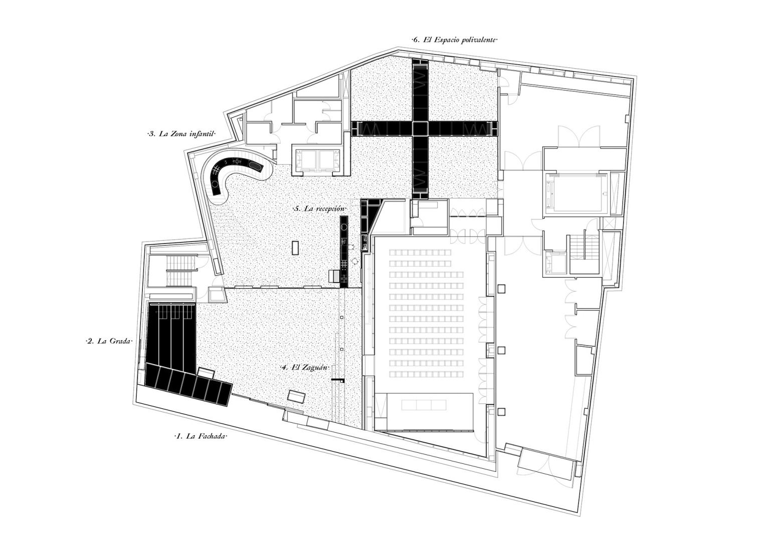 Plano de planta baja. Correcciones Tipológicas: CA2M+ por Pedro Pitarch.