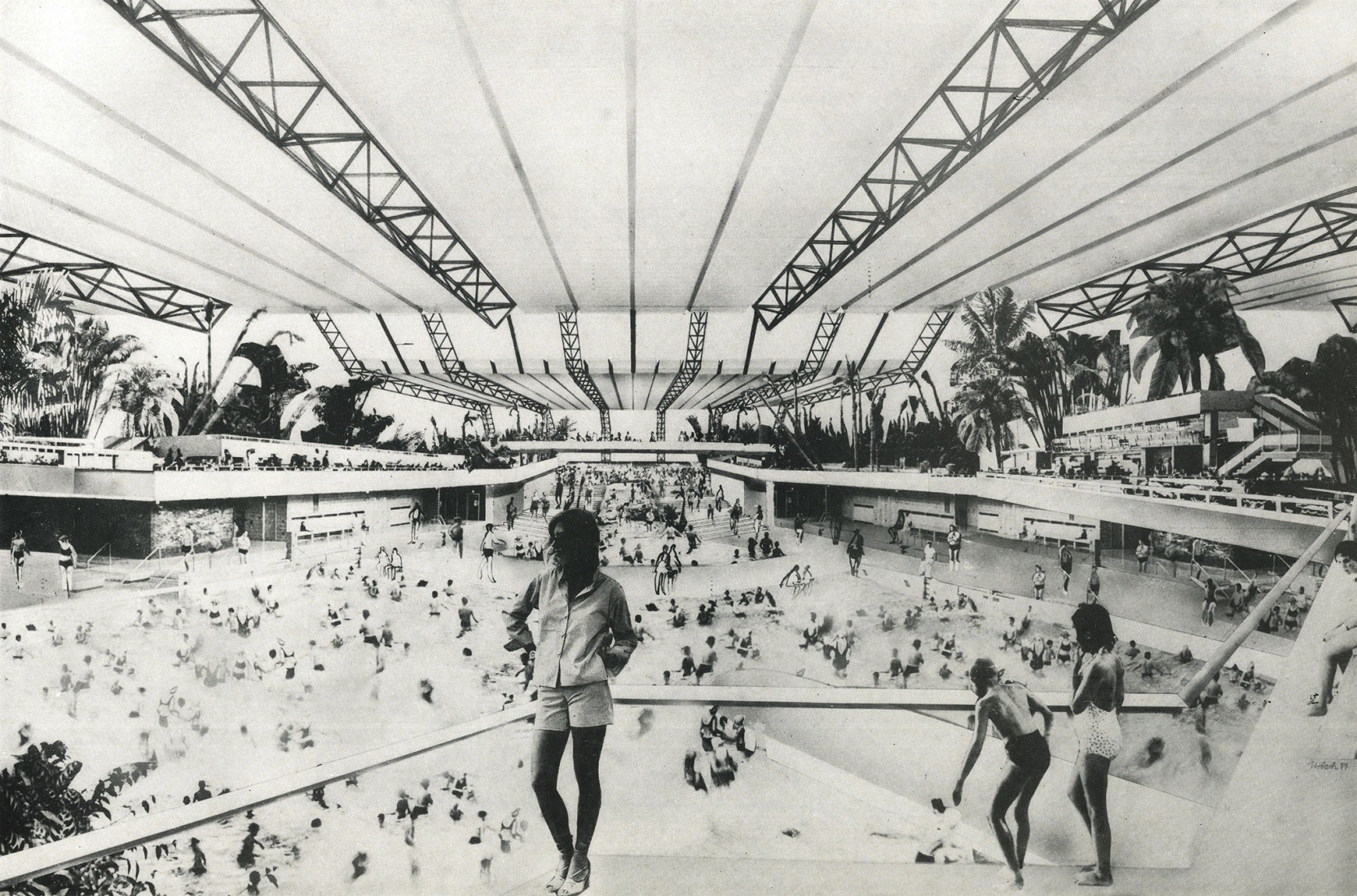 Dieter Urbach, collage de la piscina del SEZ, 1978. Exposición «SEZ – The Im/Possibility of an Island».