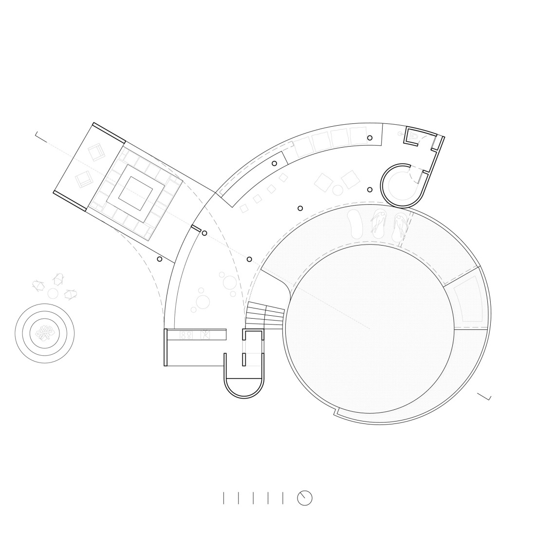 Ground floor plan, common areas. Nereidas Homes by Studio Font.