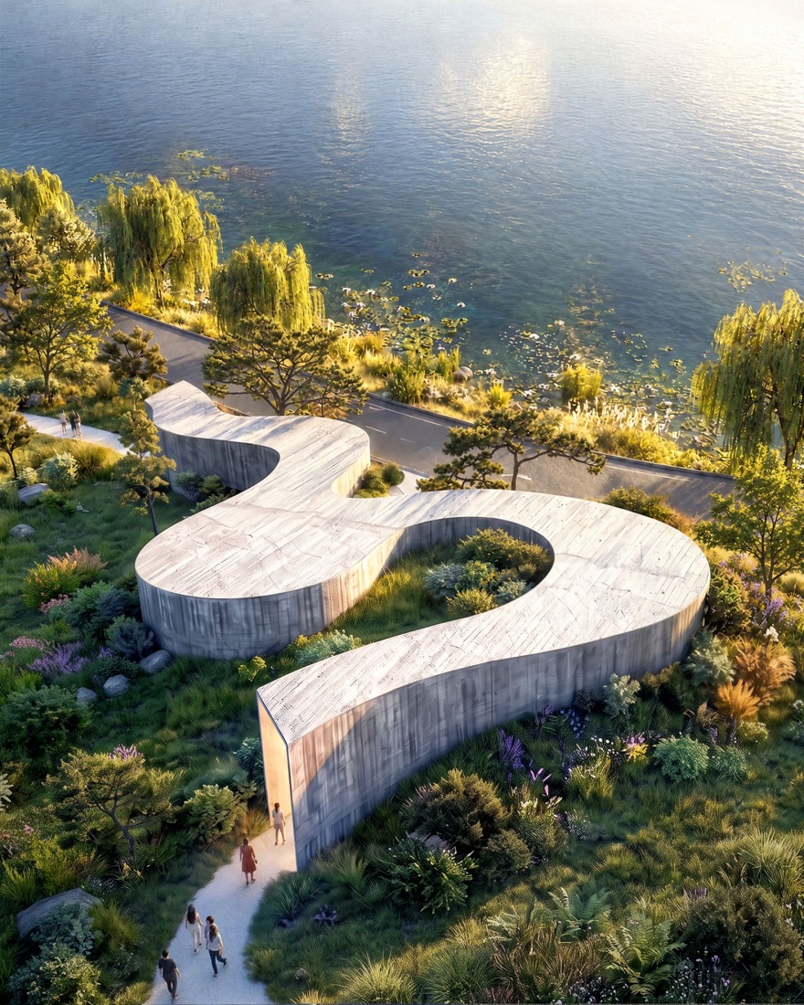 Render. Suseong Continuum by Ole Scheeren.