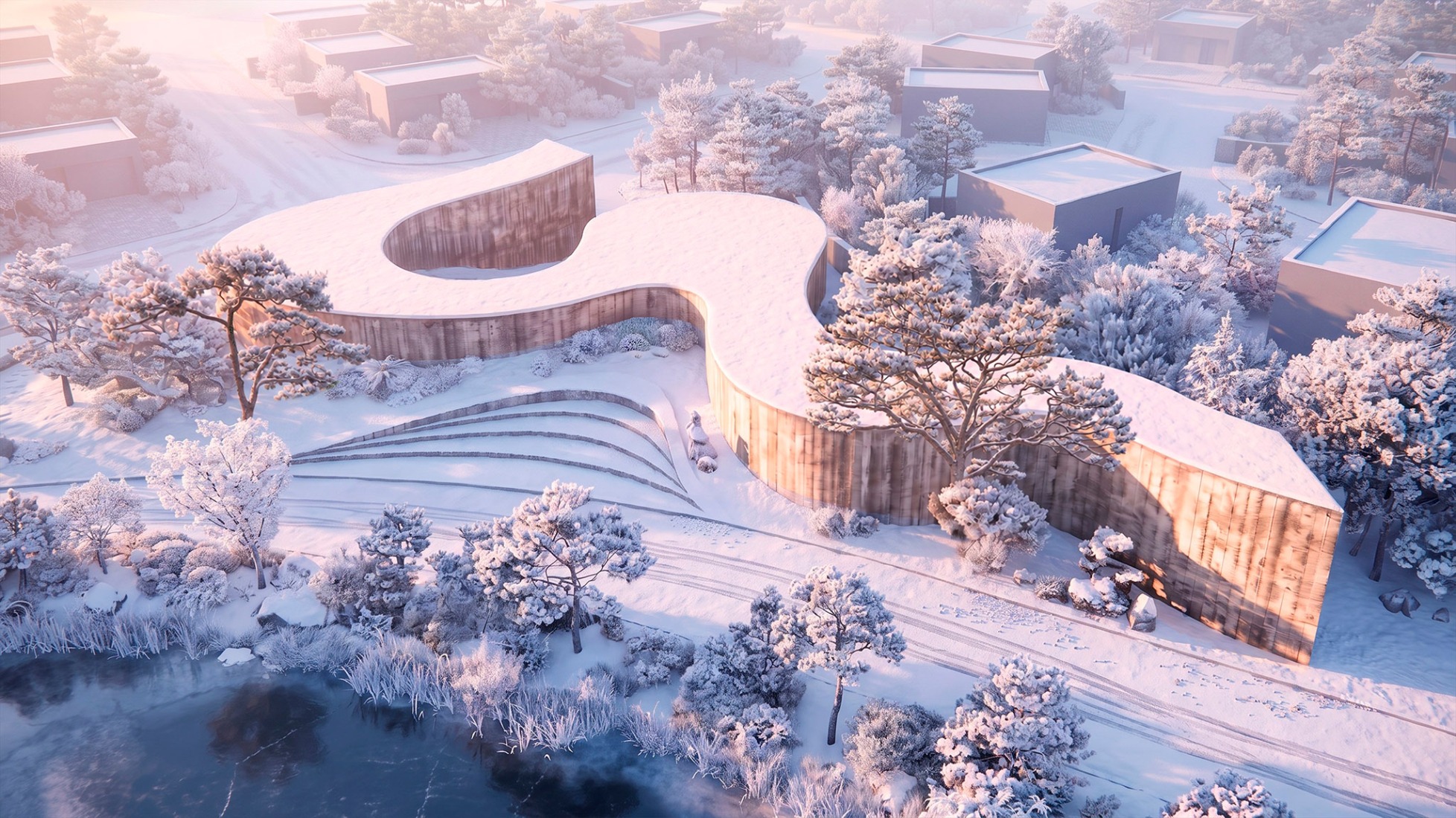 Render. Suseong Continuum by Ole Scheeren.