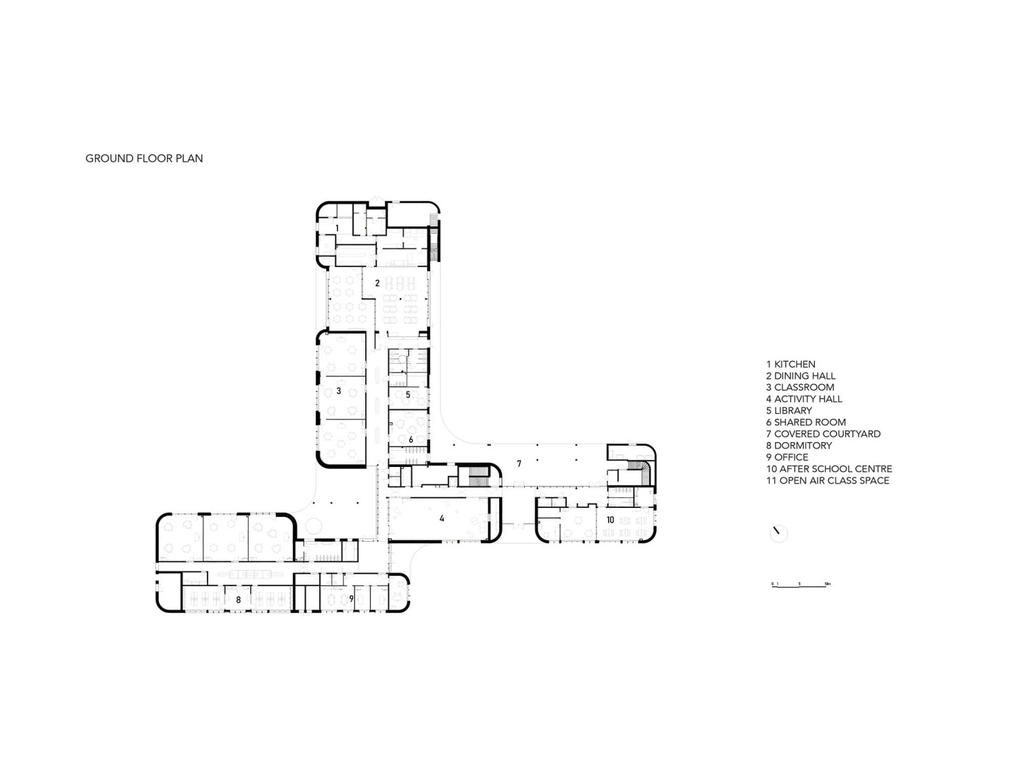 Ground floor plan. School in Marly by Archi5 + Bureau Face B.