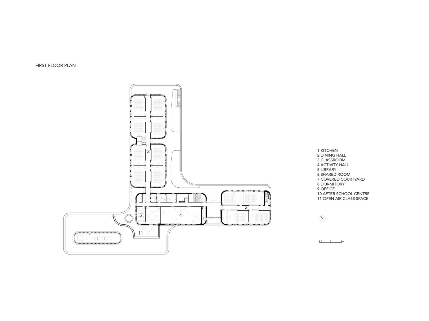 First floor plan. School in Marly by Archi5 + Bureau Face B.