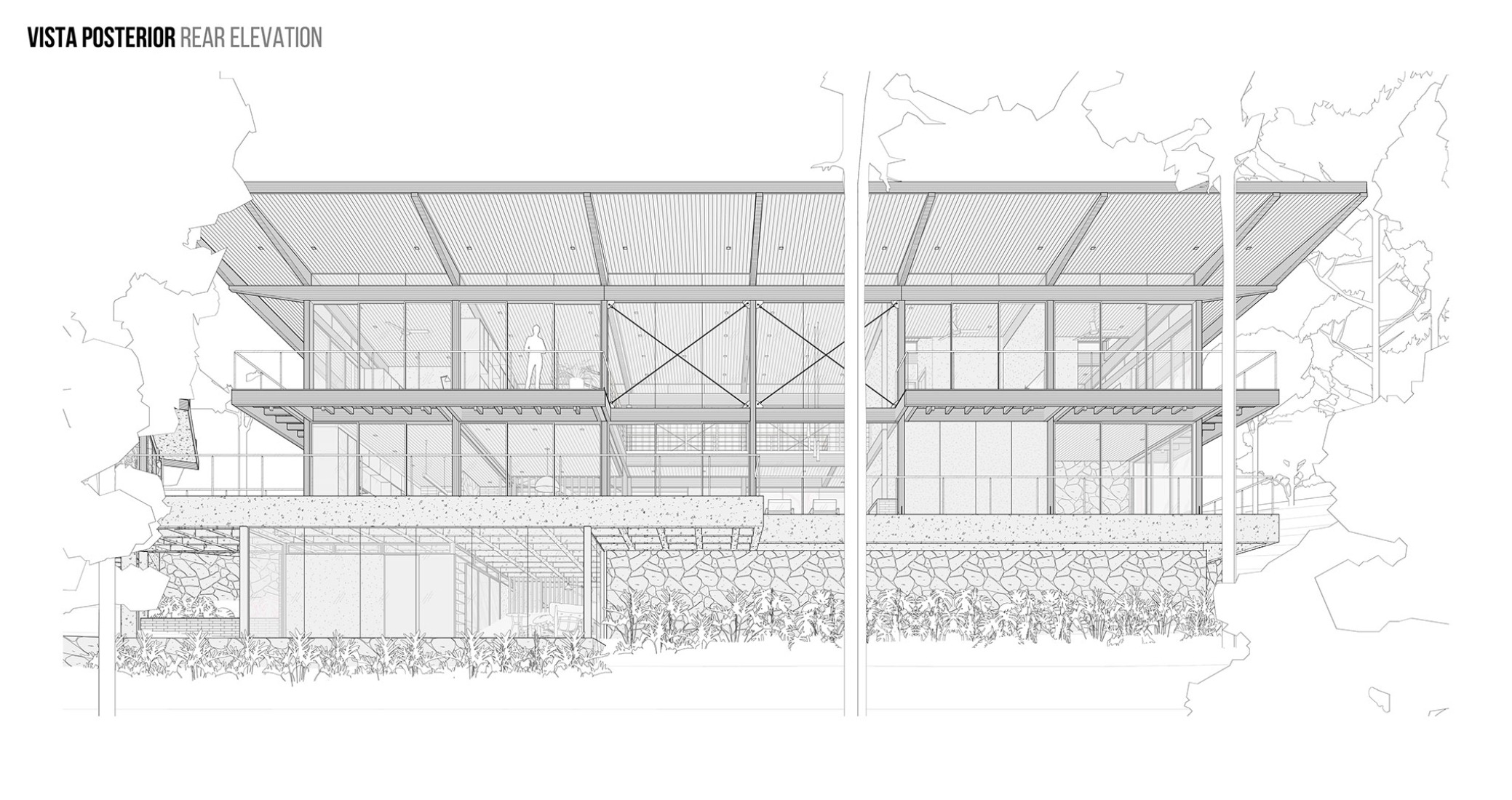 Elevation. Pinhal House by Cornetta Arquitetura.