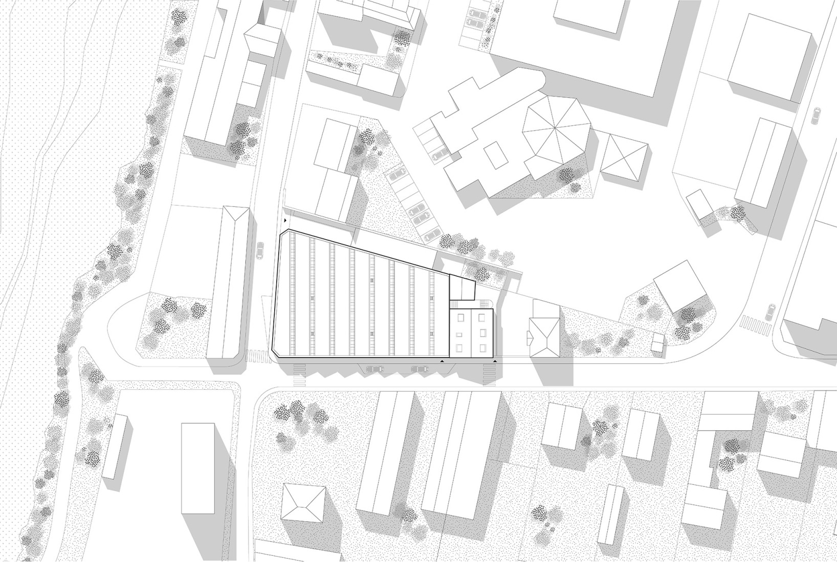 Site plan. Bernie Hall, Digital arts center by Graal.