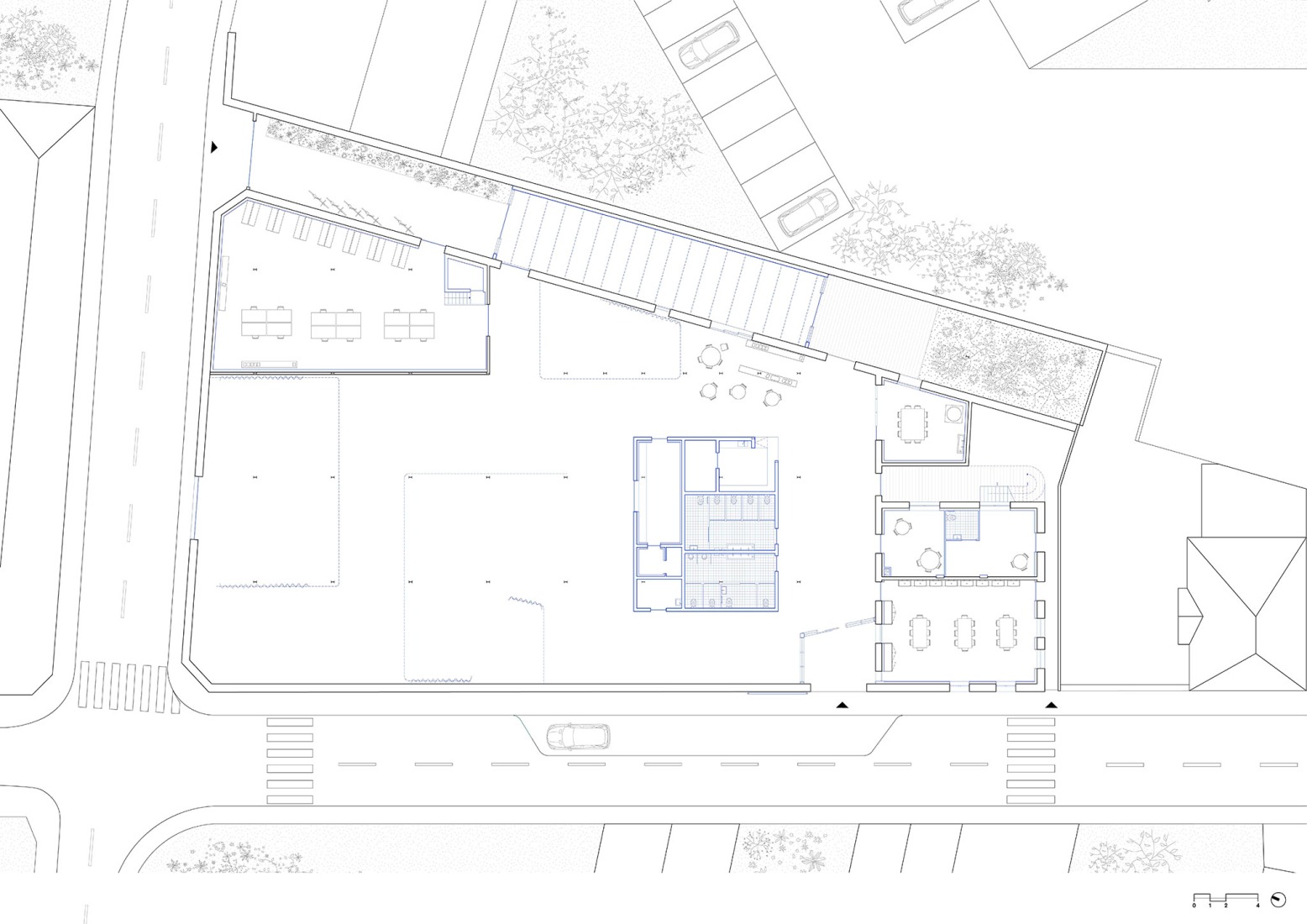 Ground floor plan. Bernie Hall, Digital arts center by Graal.