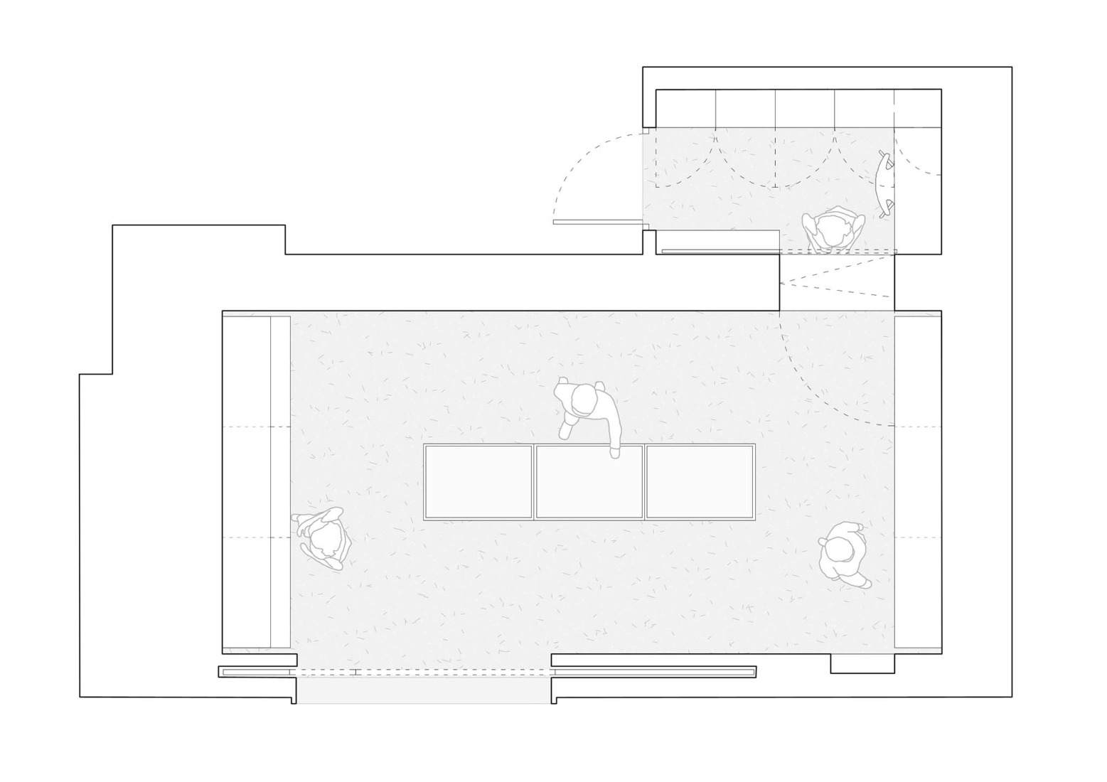 Plano de planta baja. Nueva Tienda del Teatro de la Zarzuela de Madrid por Donaire Milans Arquitectos.