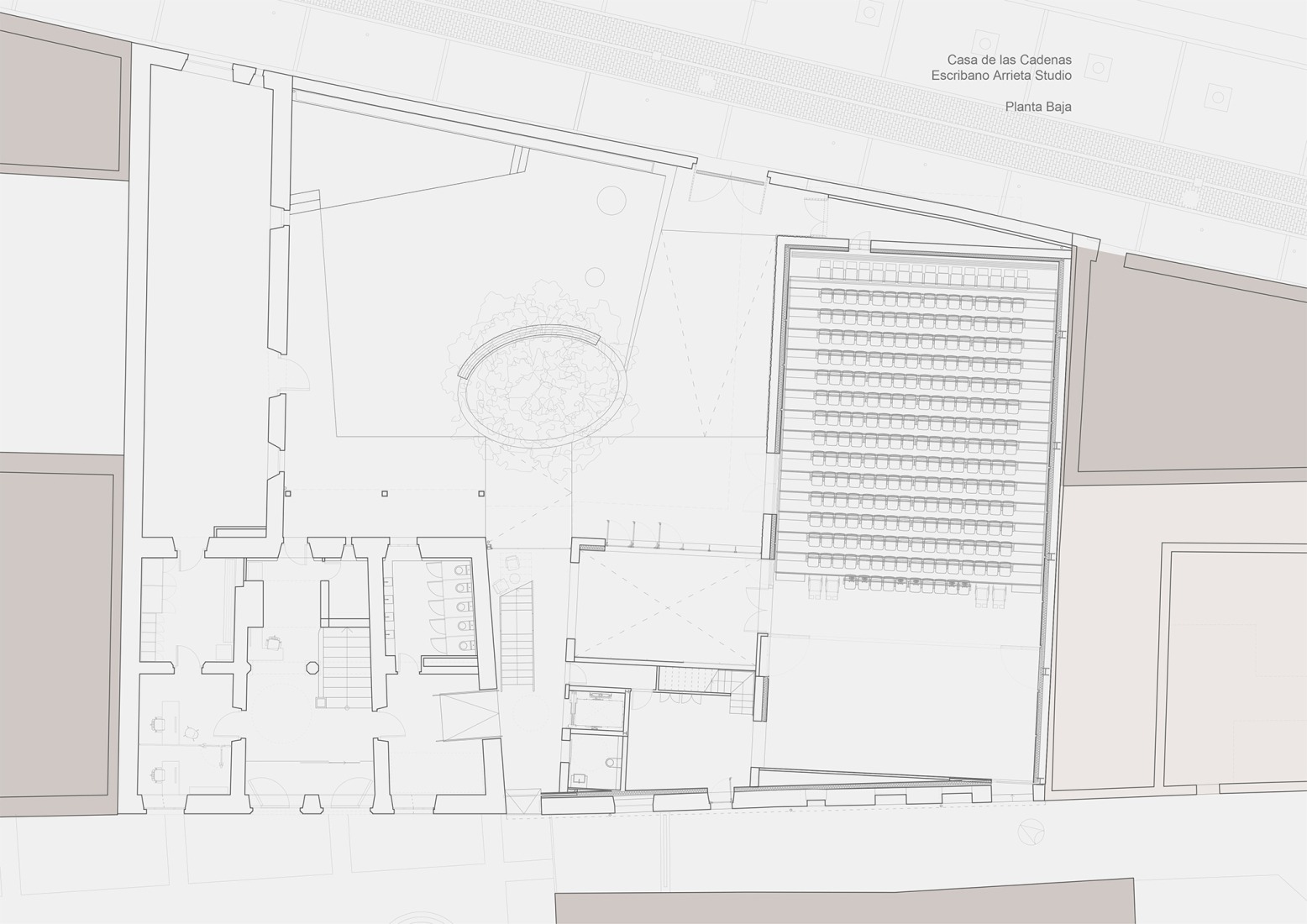 Ground floor plan. Rehabilitation and Expansion of the "Las Cadenas House" by Escribano Arrieta Studio.