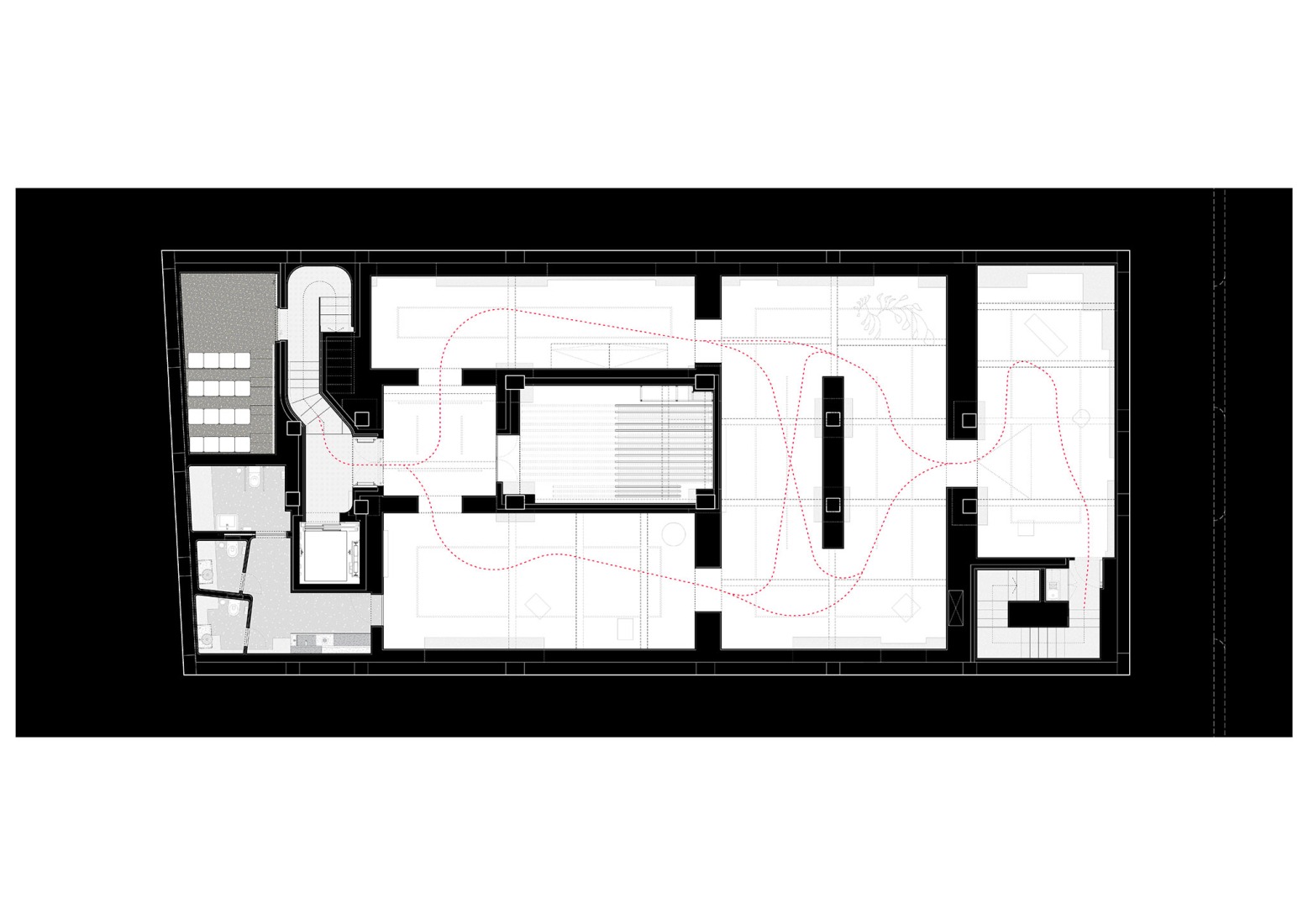 Basement floor plan. Space Alkar contemporary art collection by estudio Herreros.