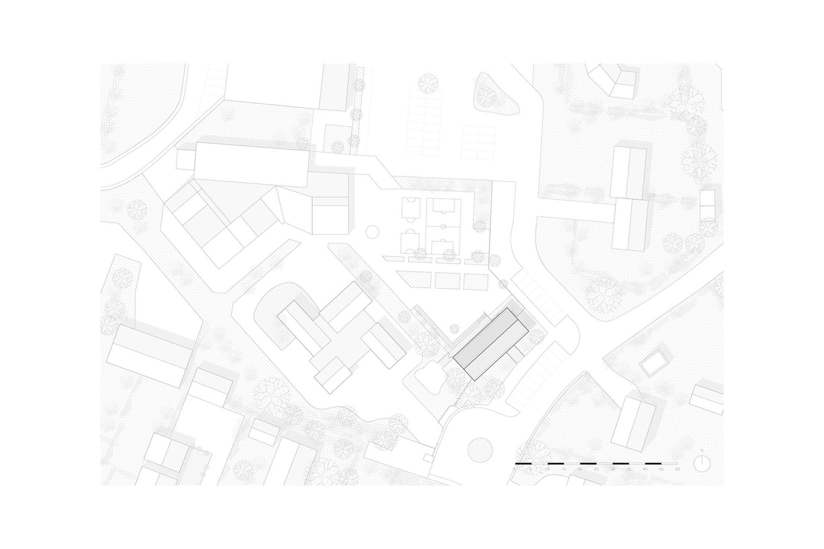 Site plan. La Madeleine After-School Care Service by Fréquence Architecture.