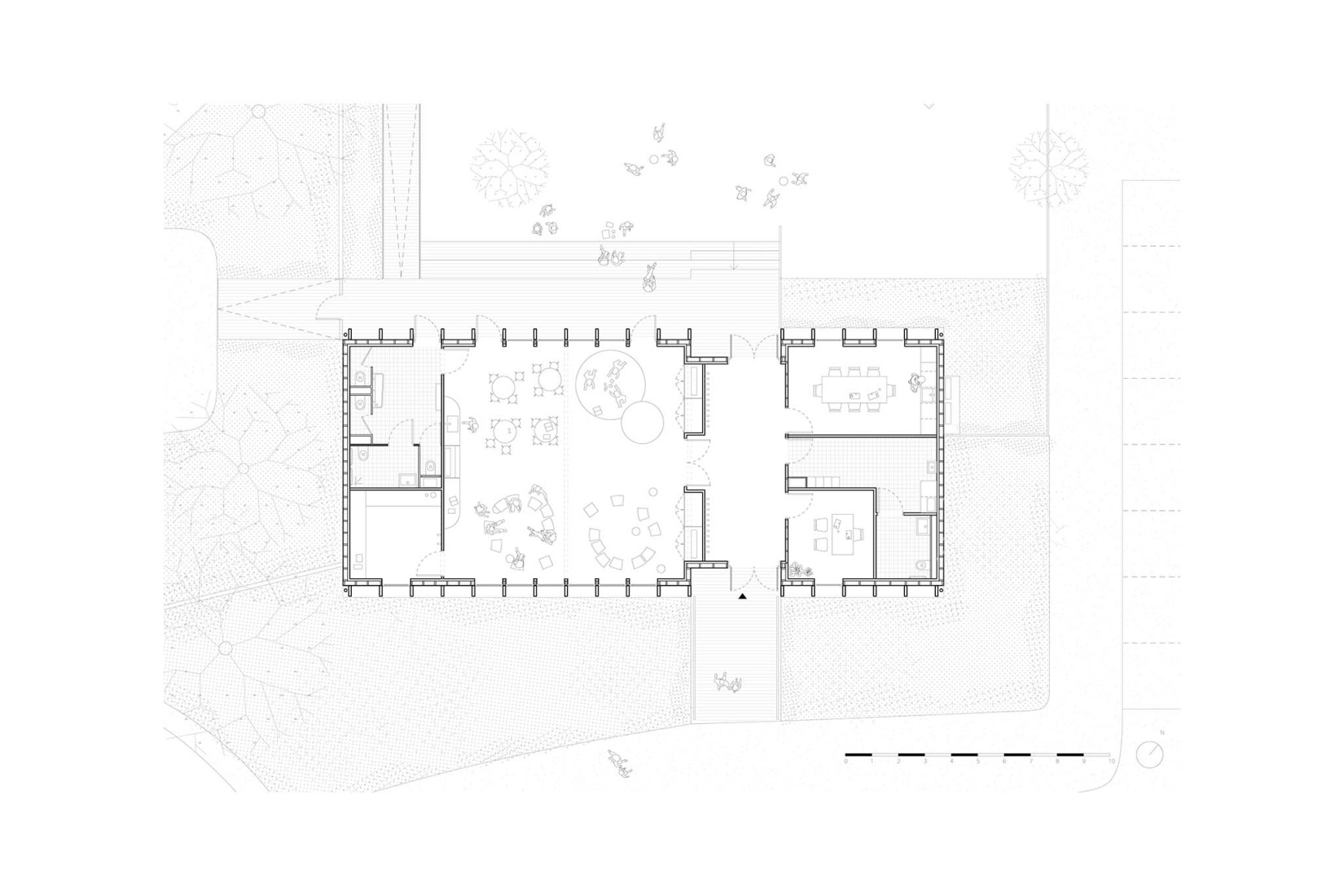Ground floor plan. La Madeleine After-School Care Service by Fréquence Architecture.