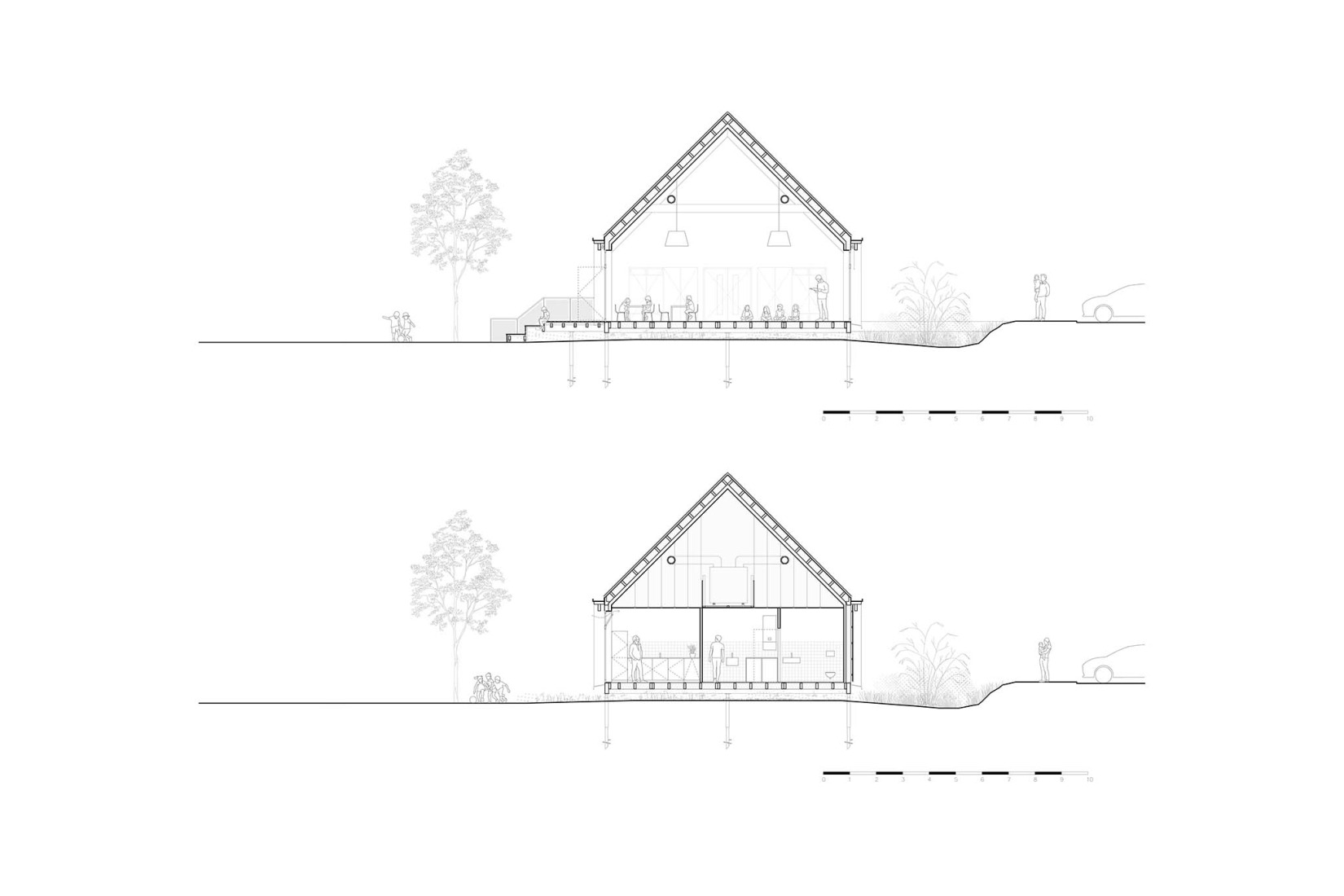Section. La Madeleine After-School Care Service by Fréquence Architecture.
