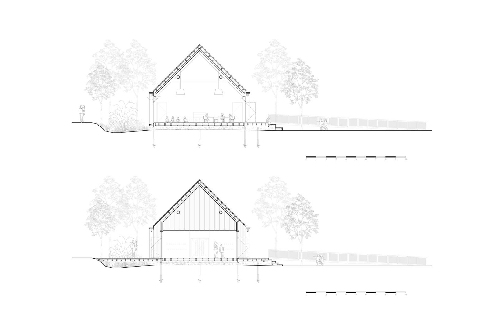 Section. La Madeleine After-School Care Service by Fréquence Architecture.