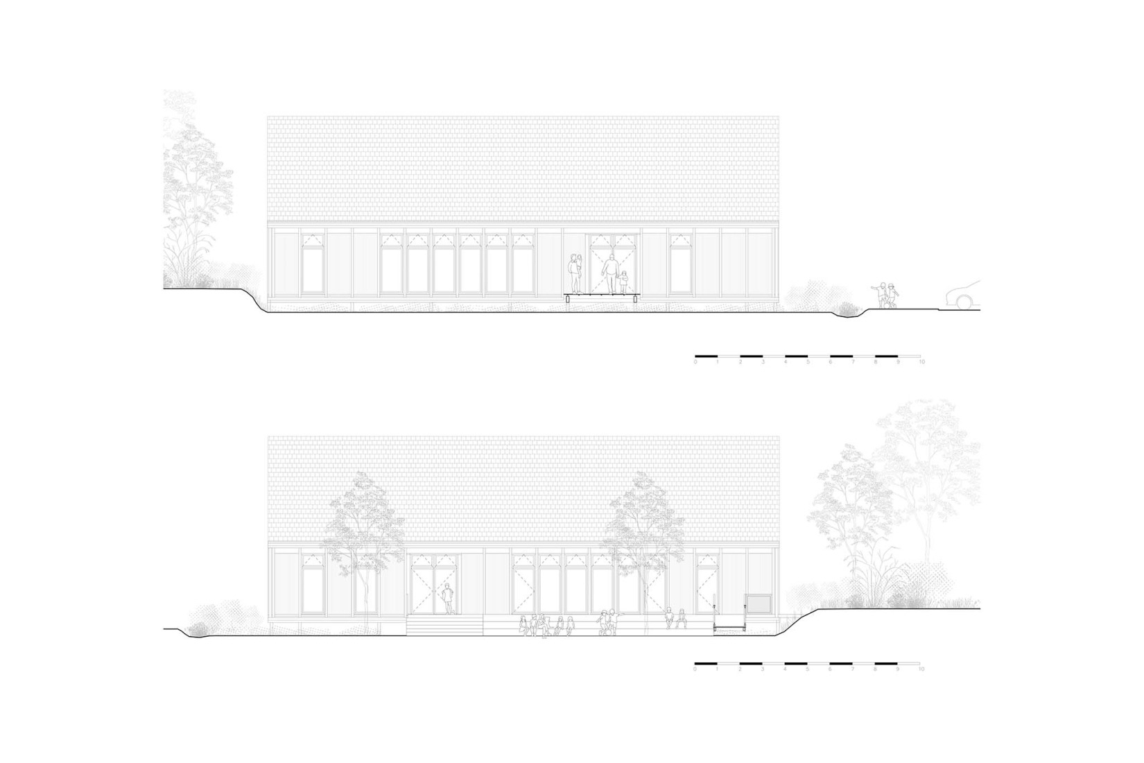Elevation. La Madeleine After-School Care Service by Fréquence Architecture.
