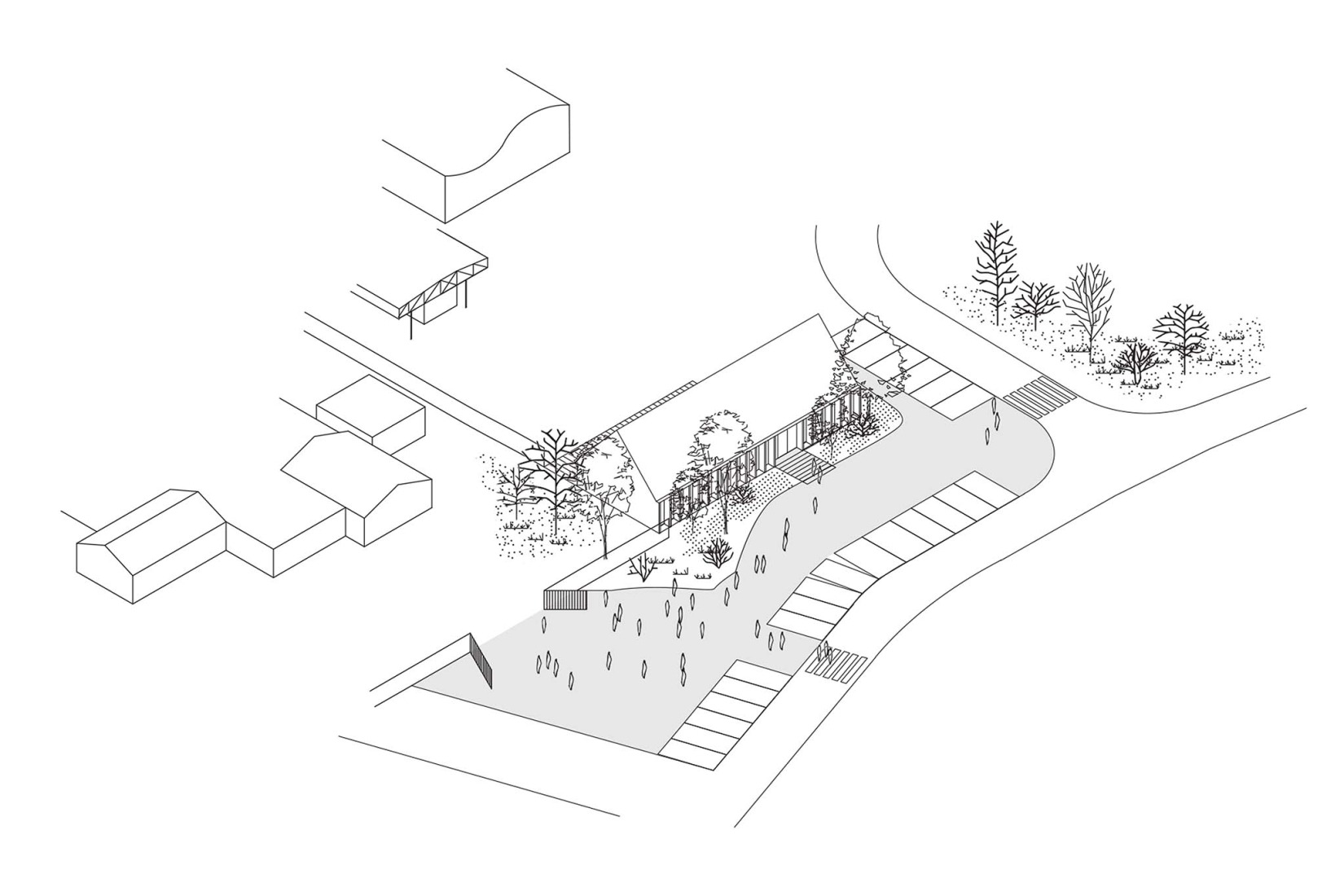 Axonometry. La Madeleine After-School Care Service by Fréquence Architecture.