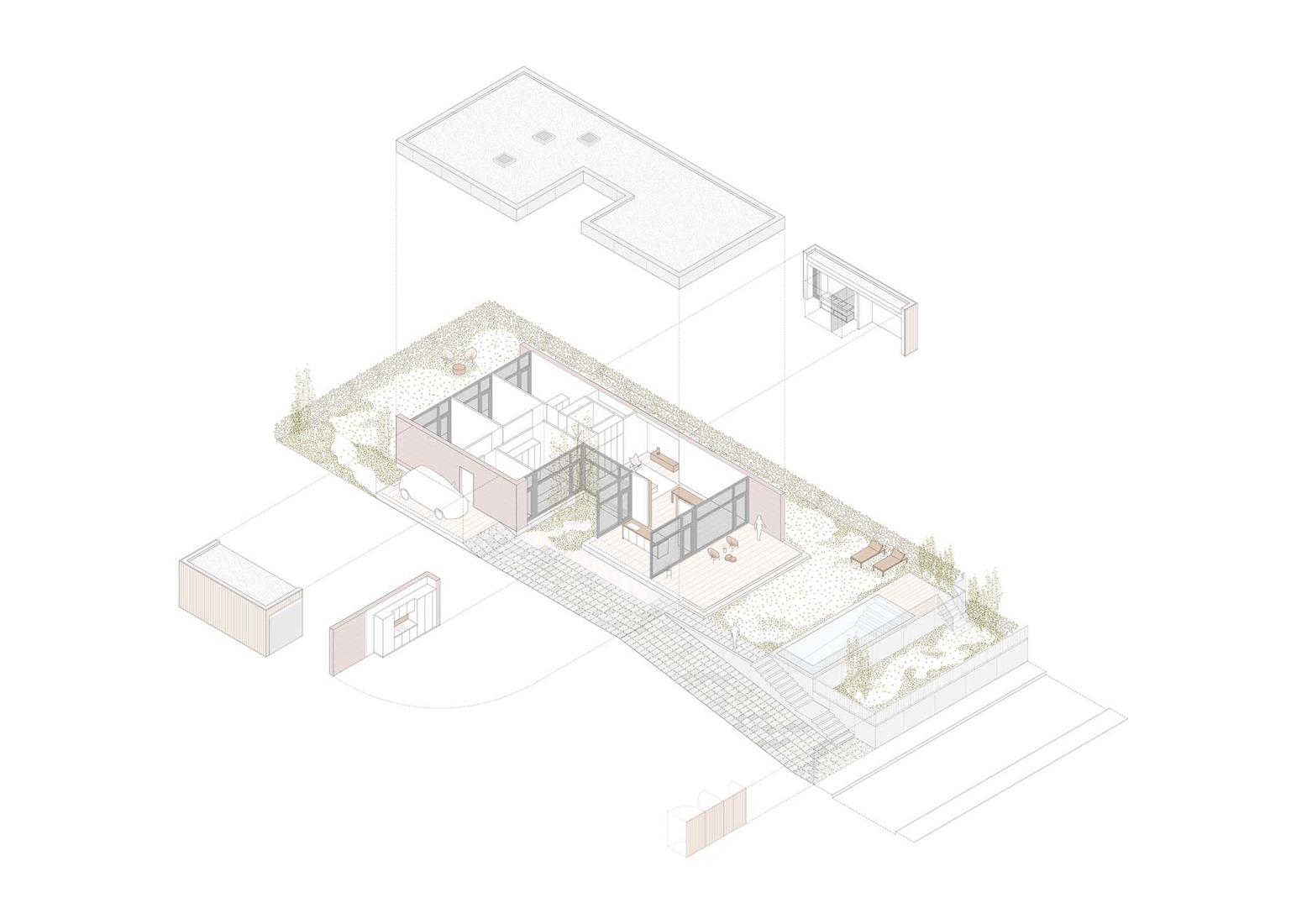 Axonometry. Lambda House by Guillem Carrera.