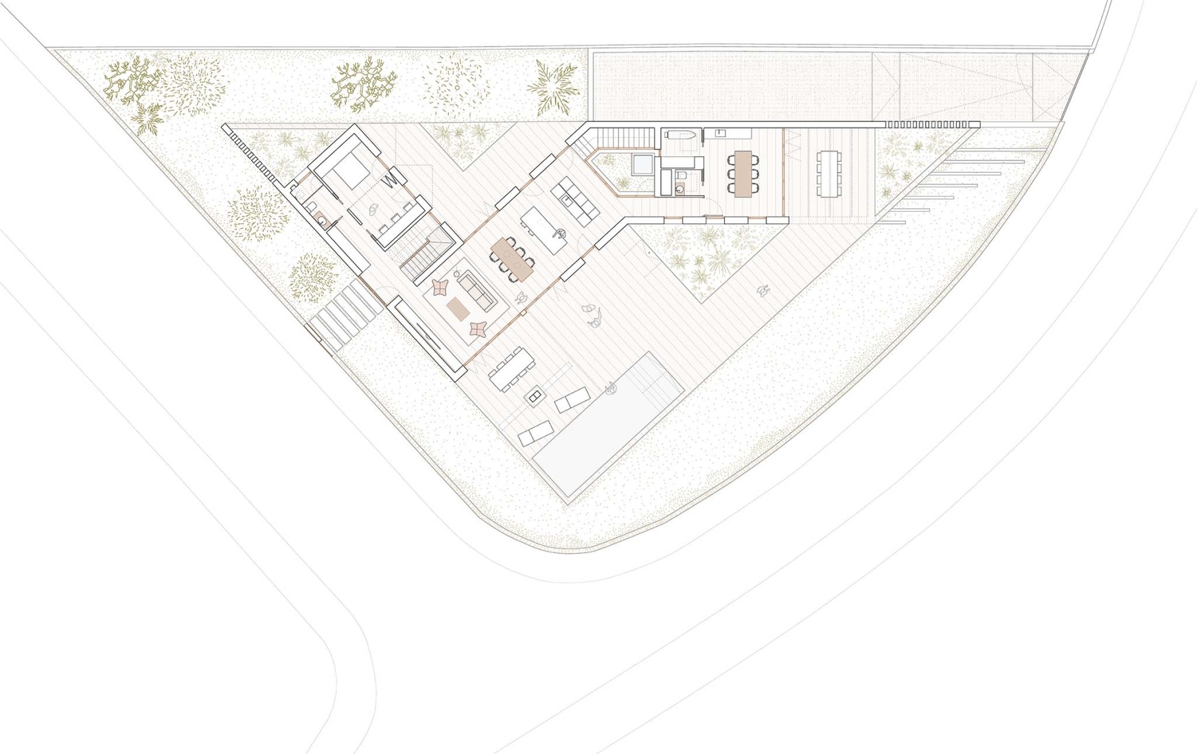 Plano de planta baja. Casa Maridia por Guillem Carrera.